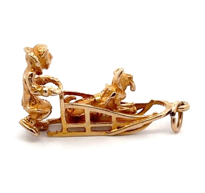 Estate Dog Musher Sled Charm 090326