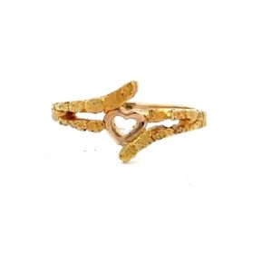 Estate Gold Nugget Heart Ladies Ring 090345