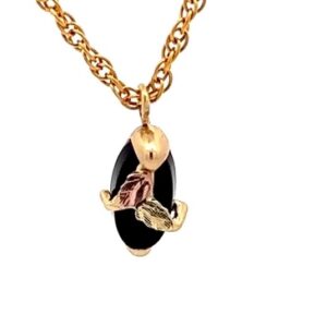 Estate Black Onyx & Black Hills Gold Pendant 090360