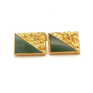 Gold Nugget & Alaskan Jade Cufflinks 090365