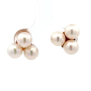 Estate Triple Pearl Earrings 090374