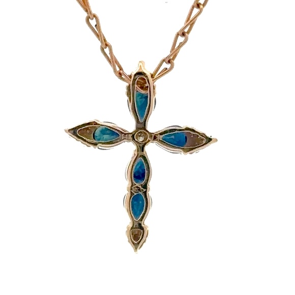 Sapphire & Diamond Cross Estate Pendant 090433 - Image 3