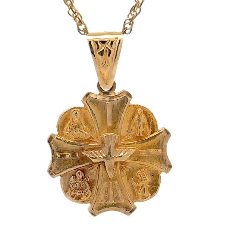 14K Catholic Cross Estate Pendant 090442