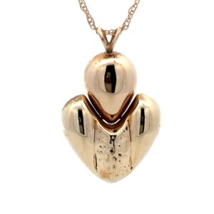 Estate 14K Hollow Puff Pendant 090449