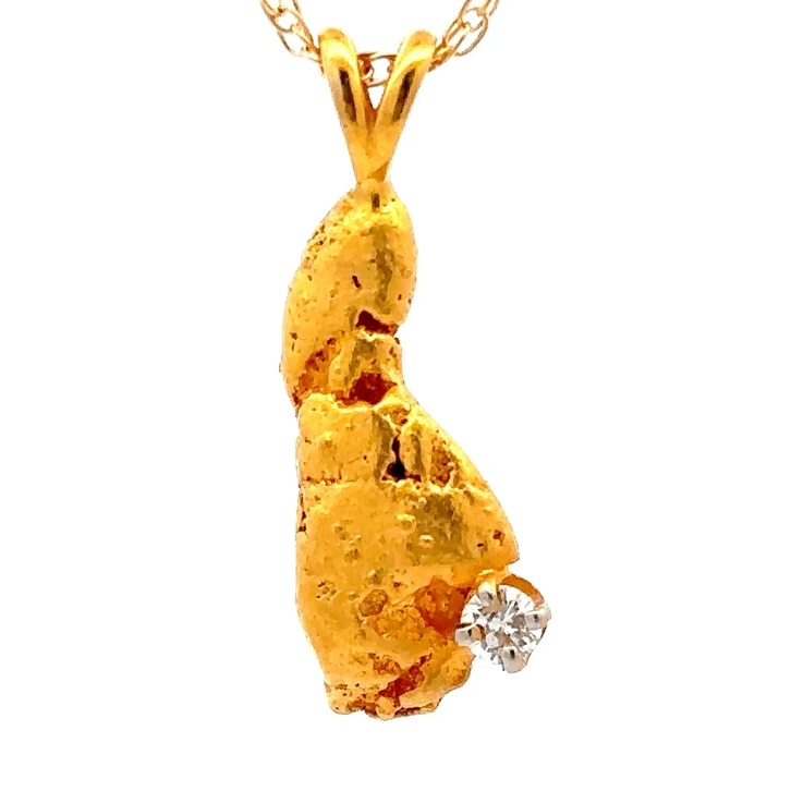Estate Gold Nugget & Diamond Pendant 090512