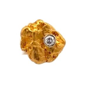Estate Gold Nugget & Diamond Tie Tack 090517