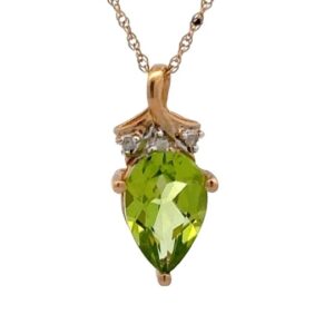 Estate Peridot & Diamond Pendant 090528