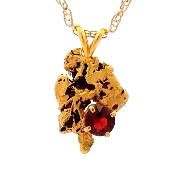 Estate Gold Nugget & Garnet Pendant 090631