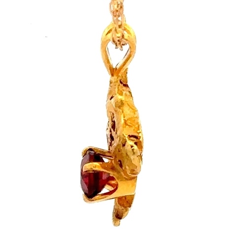 Estate Gold Nugget & Garnet Pendant 090631 - Image 4