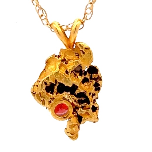 Estate Gold Nugget & Garnet Pendant 090631 - Image 3