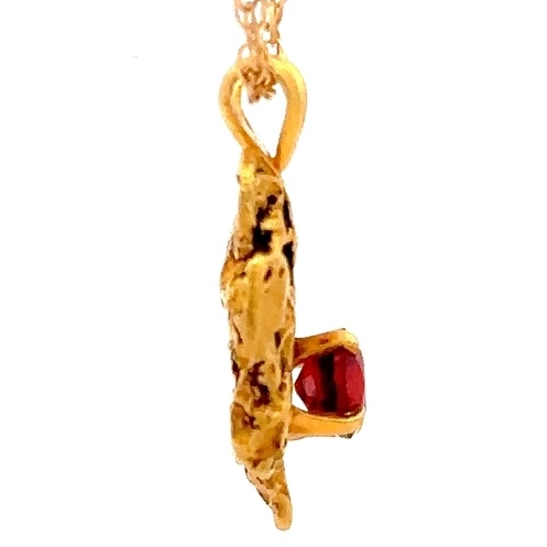Estate Gold Nugget & Garnet Pendant 090631 - Image 2