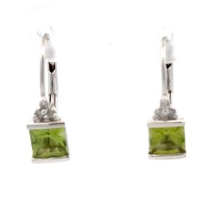 Estate White Gold Peridot Earrings 090660