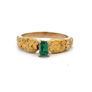 Estate Gold Nugget & Synthetic Spinel Ladies Ring 090708