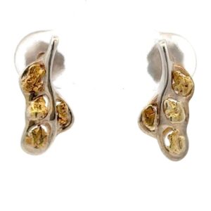 Sterling Silver & Gold Nugget Free Form Earrings 217794
