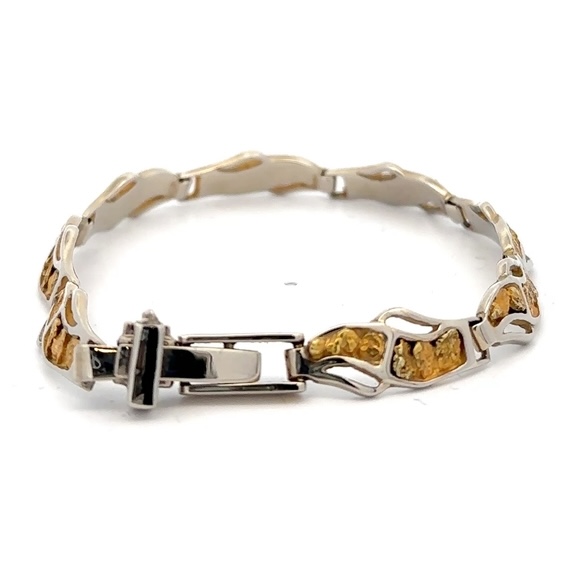 14K White Gold & Nugget Bracelet 225814
