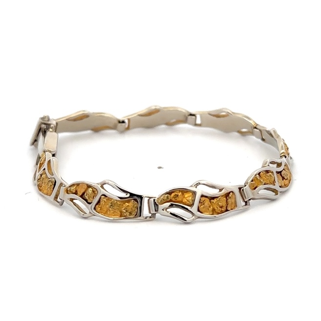 14K White Gold & Nugget Bracelet 225814 - Image 4