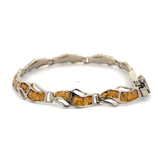 14K White Gold & Nugget Bracelet 225814 - Image 2