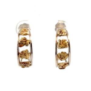 Sterling Silver & Gold Nugget Large Hoop Earrings 233244