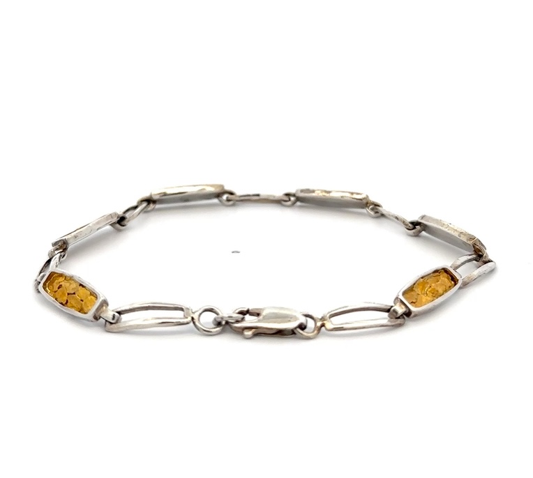 Sterling Silver & Gold Nugget Link Bracelet 238603