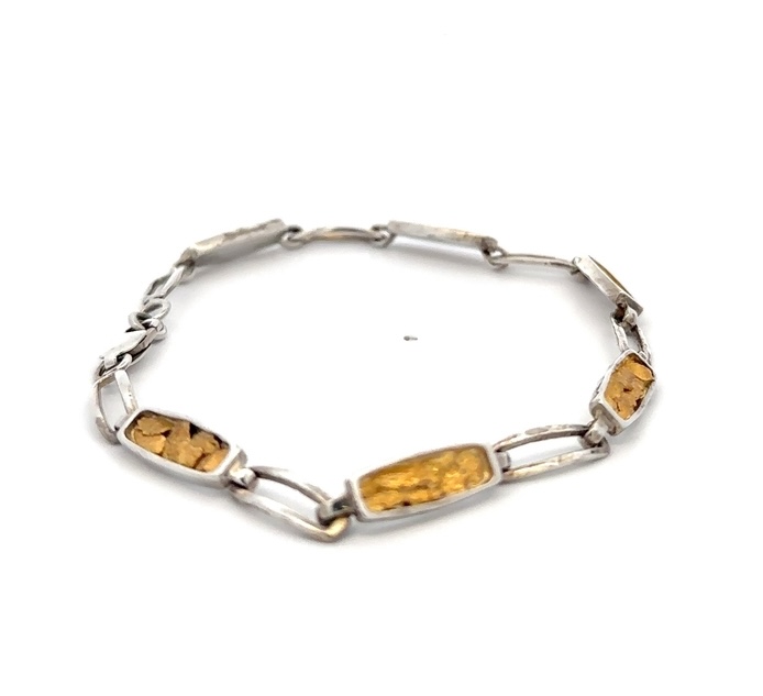 Sterling Silver & Gold Nugget Link Bracelet 238603 - Image 4