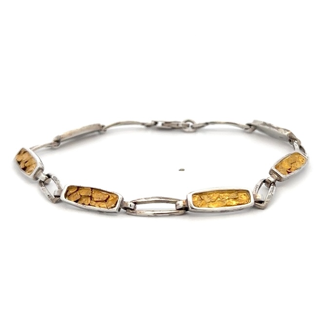 Sterling Silver & Gold Nugget Link Bracelet 238603 - Image 3