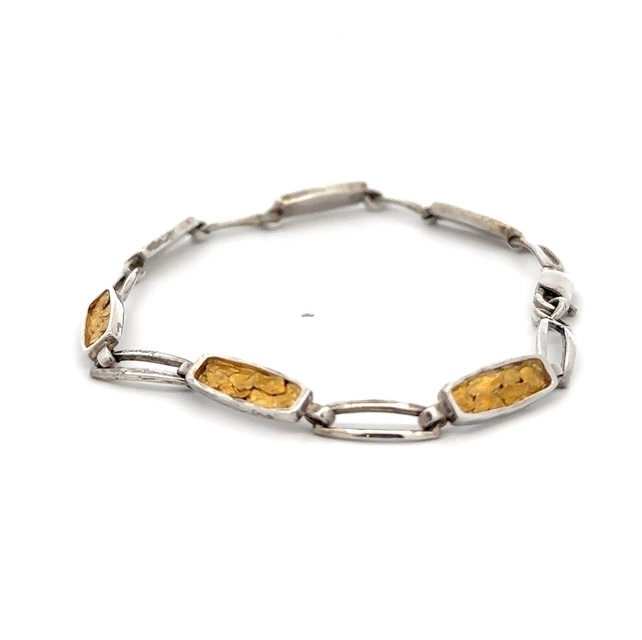Sterling Silver & Gold Nugget Link Bracelet 238603 - Image 2