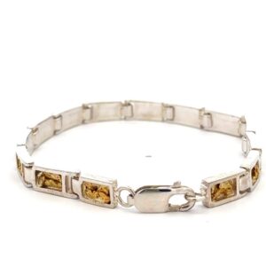 Sterling Silver & Gold Nugget Link Bracelet 257164