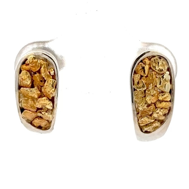 Sterling Silver & Gold Nugget Earrings 333346