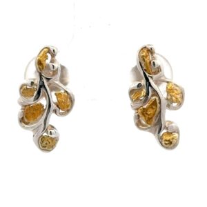 Sterling Silver & Gold Nugget Free Form Earrings 341446