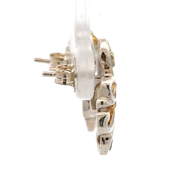 Sterling Silver & Gold Nugget Free Form Earrings 341446 - Image 2