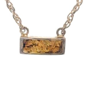 Sterling Silver & Gold Nugget Rectangle Pendant NB5.5MMNSS