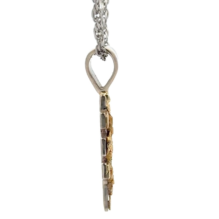 Gold Nugget & White Gold Eastern Orthodox Cross Pendant 508029 - Image 2