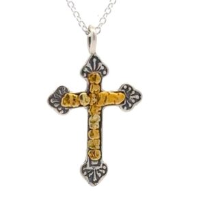 Sterling Silver & Gold Nugget Russian Orthodox Cross 509058