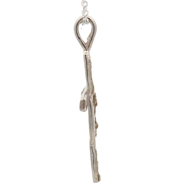 Sterling Silver & Gold Nugget Ribbon Cross 509059 - Image 2