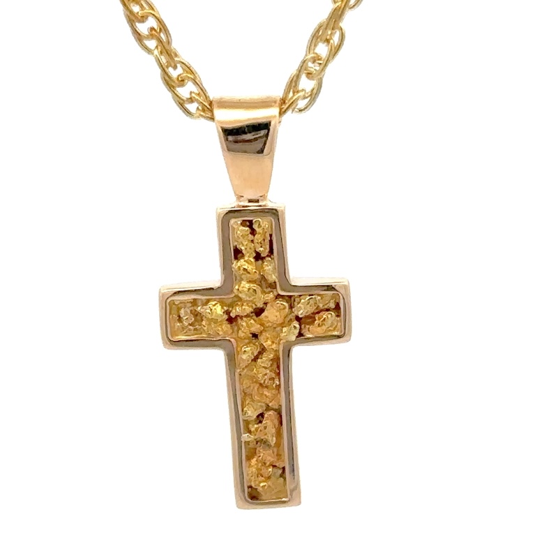Gold Nugget Cross Pendant 510343