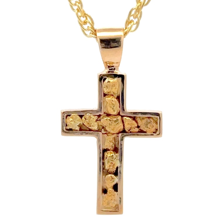 Gold Nugget Cross Pendant 510343