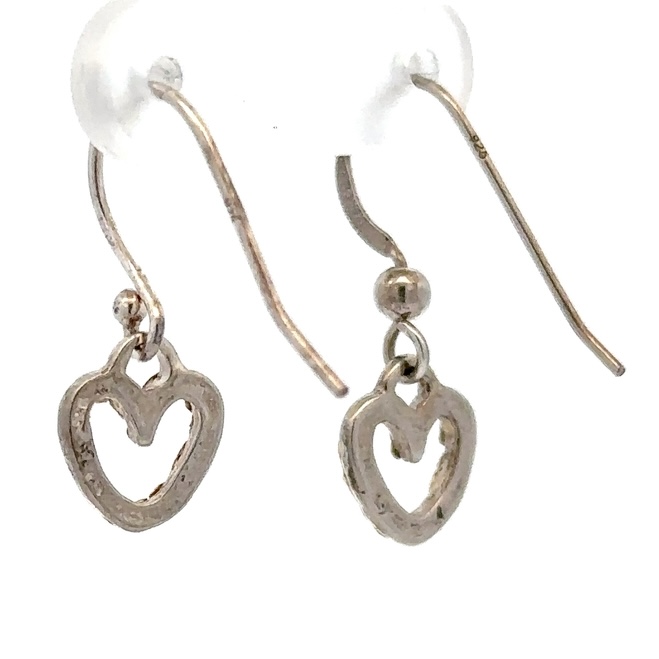 Sterling Silver & Gold Nugget Heart Dangling Earrings 512730 - Image 3
