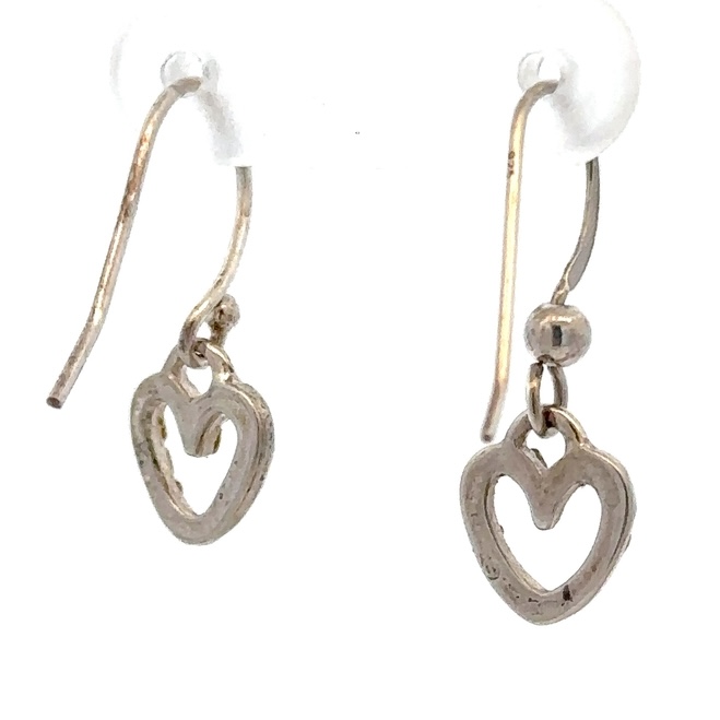 Sterling Silver & Gold Nugget Heart Dangling Earrings 512730 - Image 2