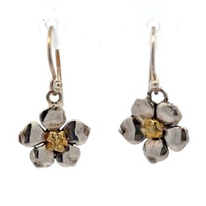 Sterling Silver & Gold Nugget Periwinkle Earrings EW104