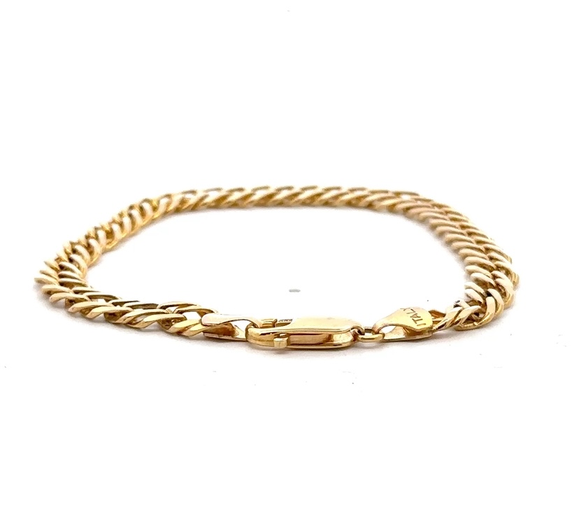 14K Fancy Double Curb Link 7" Estate Bracelet 515757