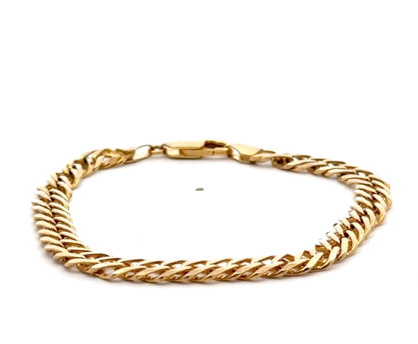 14K Fancy Double Curb Link 7" Estate Bracelet 515757 - Image 3