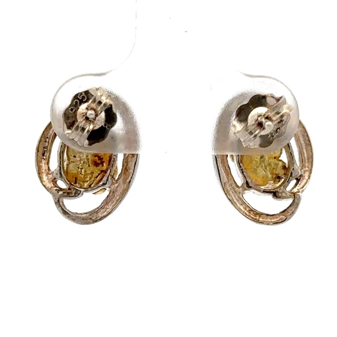 Sterling Silver & Gold Nugget Earrings 516098 - Image 3