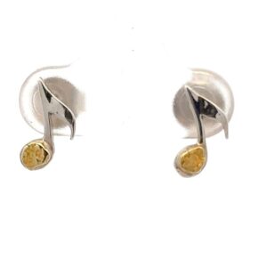 Sterling Silver & Gold Nugget Music Note Earrings 517009