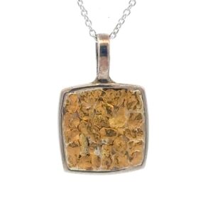 Sterling Silver & Gold Nugget Square Pendant PN1108NSS
