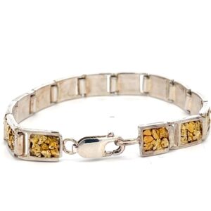 Sterling Silver & Gold Nugget Link Bracelet 540439