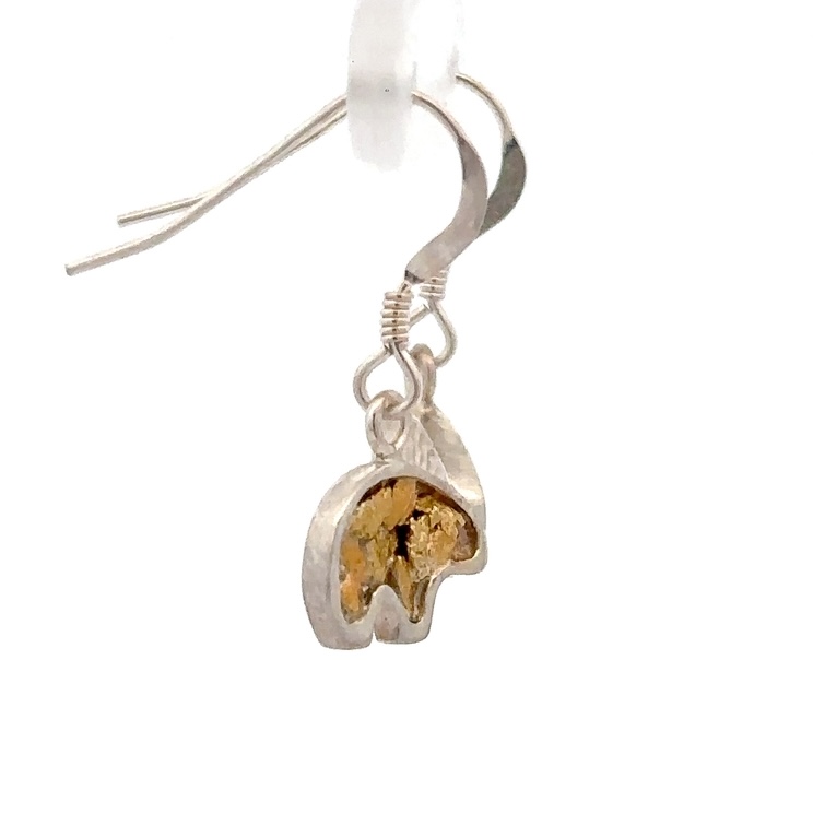 Sterling Silver & Gold Nugget Bear Dangling Earrings 629646 - Image 4