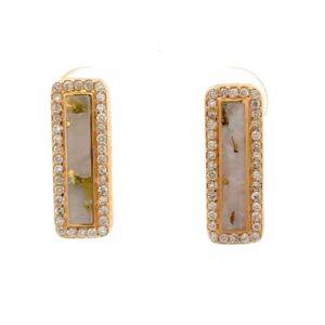 Rectangular Yellow Gold Quartz Earrings E316G2