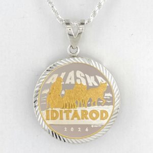 2026 Official Iditarod 1/4 oz Gold Relief Diamond Cut Pendant