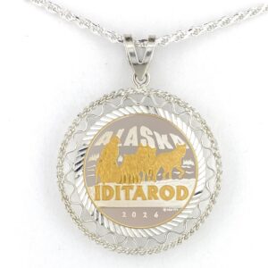 2026 Official Iditarod 1/4 oz Gold Relief Rope & Wire Pendant