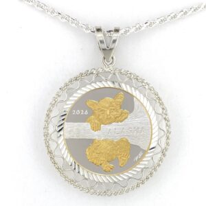 Official 2026 State Bear Cub 1/4 oz Gold Relief Rope & Wire Pendant